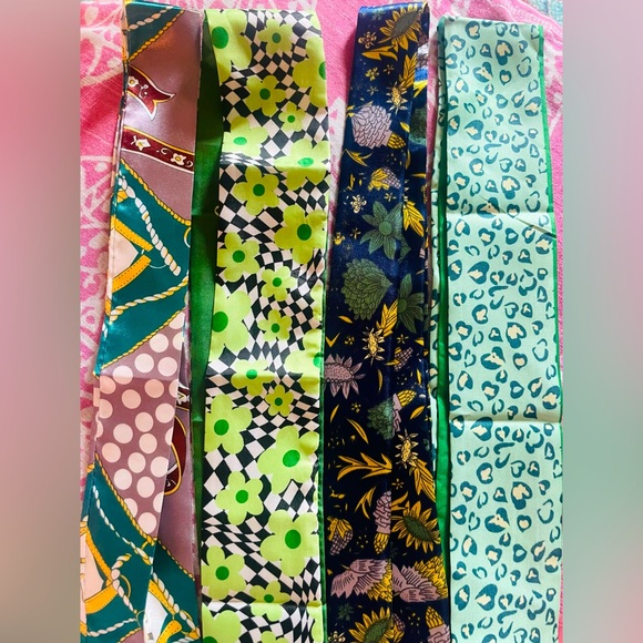 Four beautiful silk twillys in green patterns. Brand new! - Picture 1 of 11